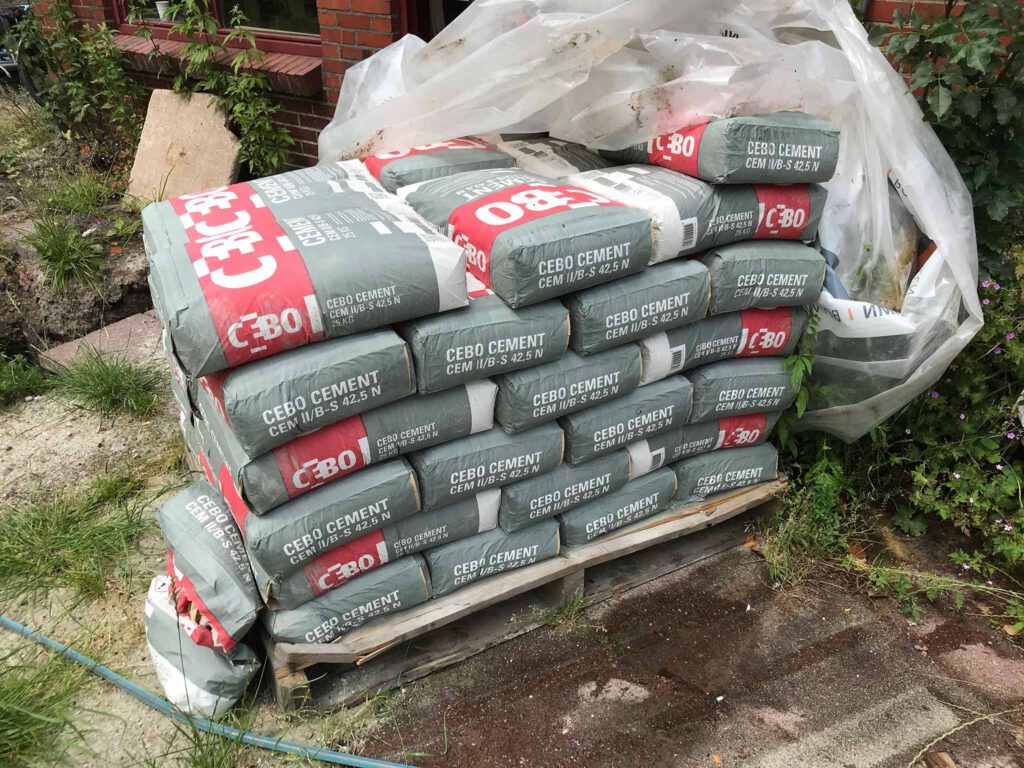 cement bags on pallets