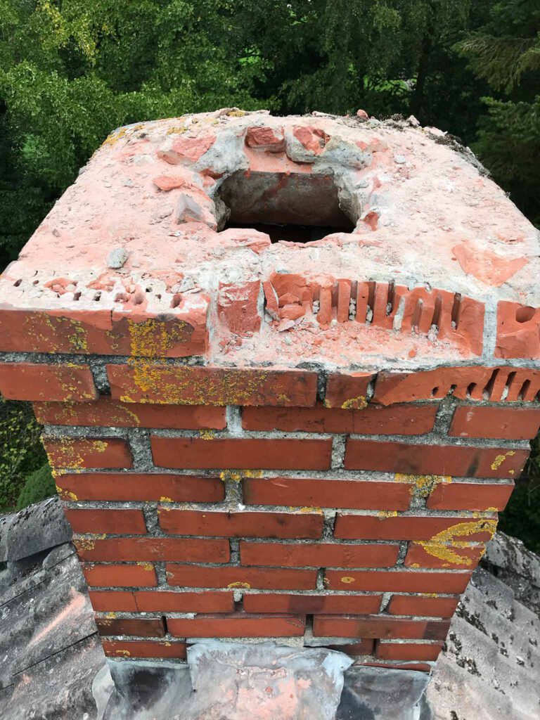 chiseling away at a chimney