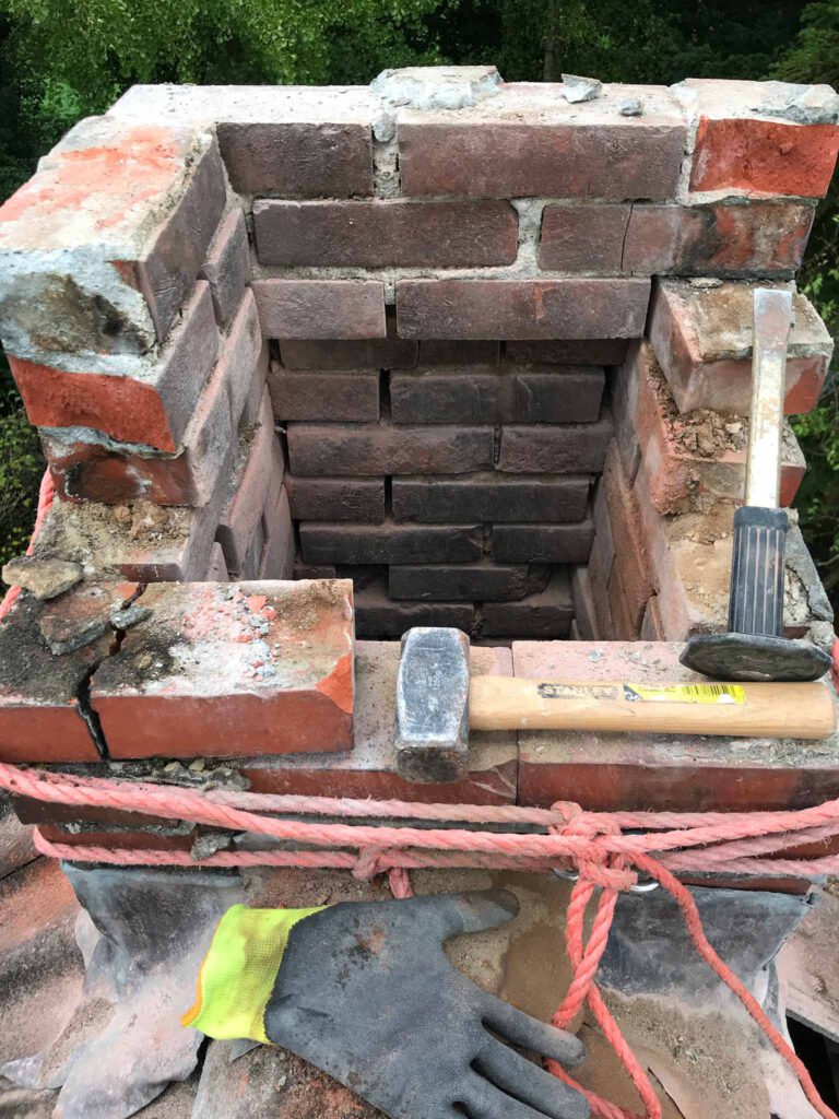 chimney wrapped in rope