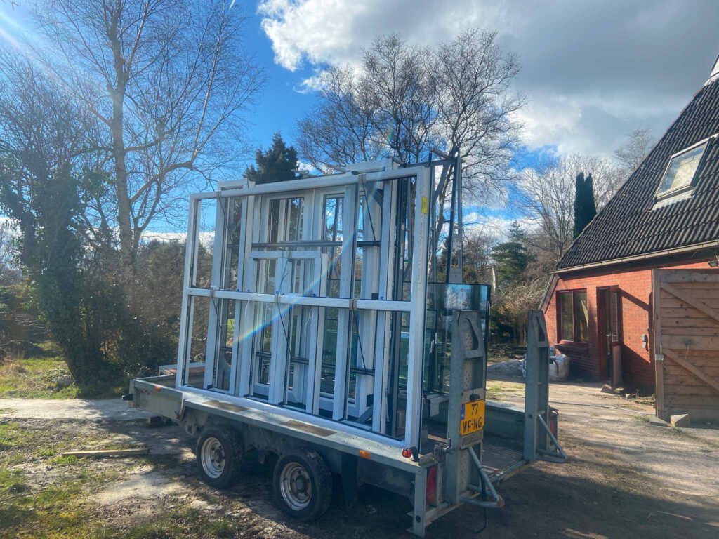 windows and frames on trailer