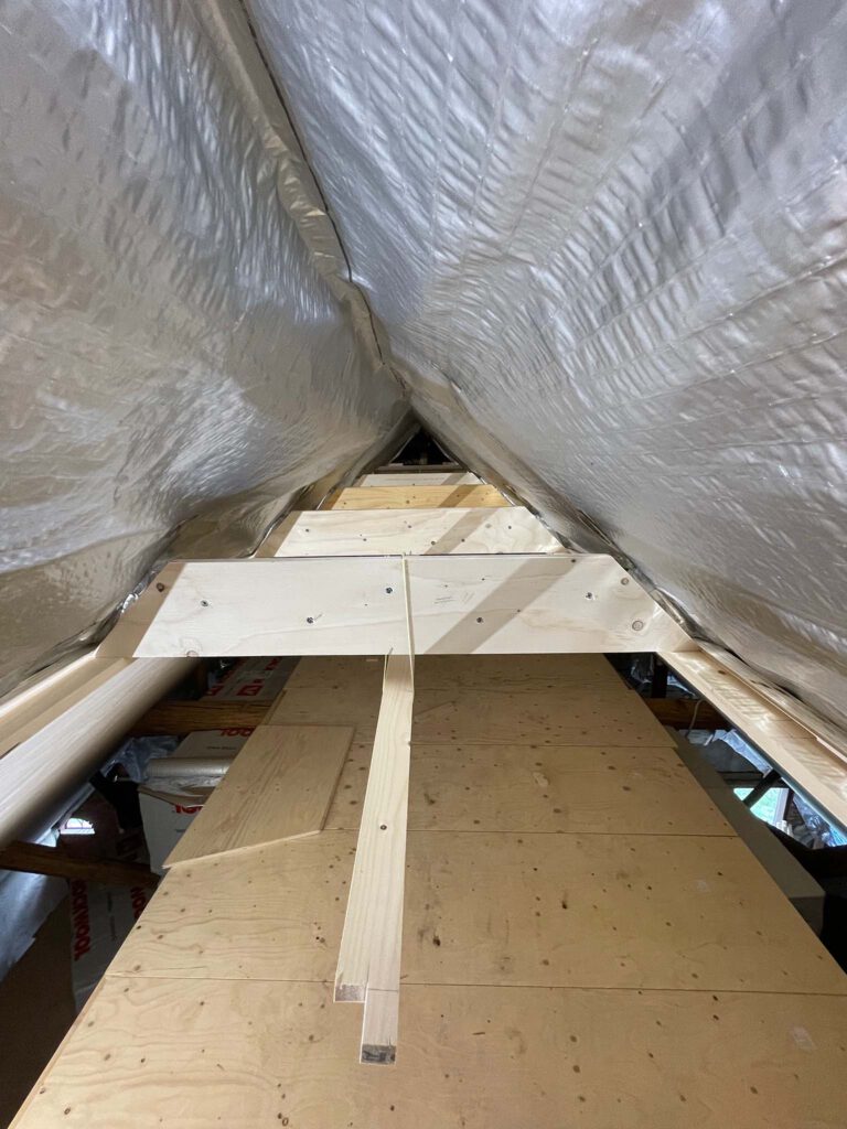 setting up laths of a ceiling