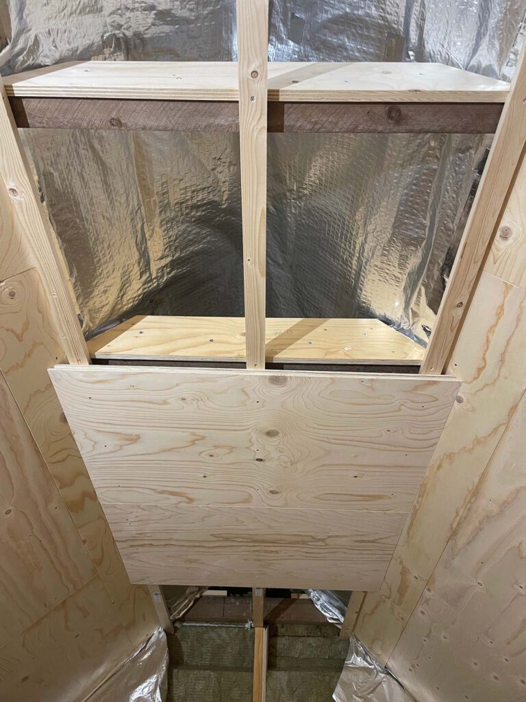 Underlayment panels as a ceiling