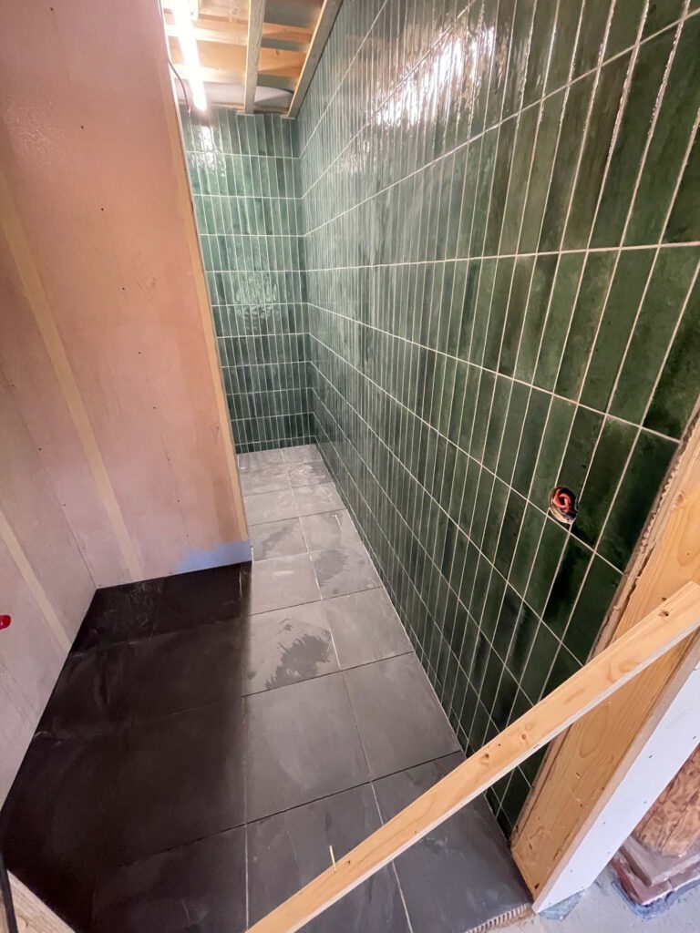 picture of newly tiled shower room